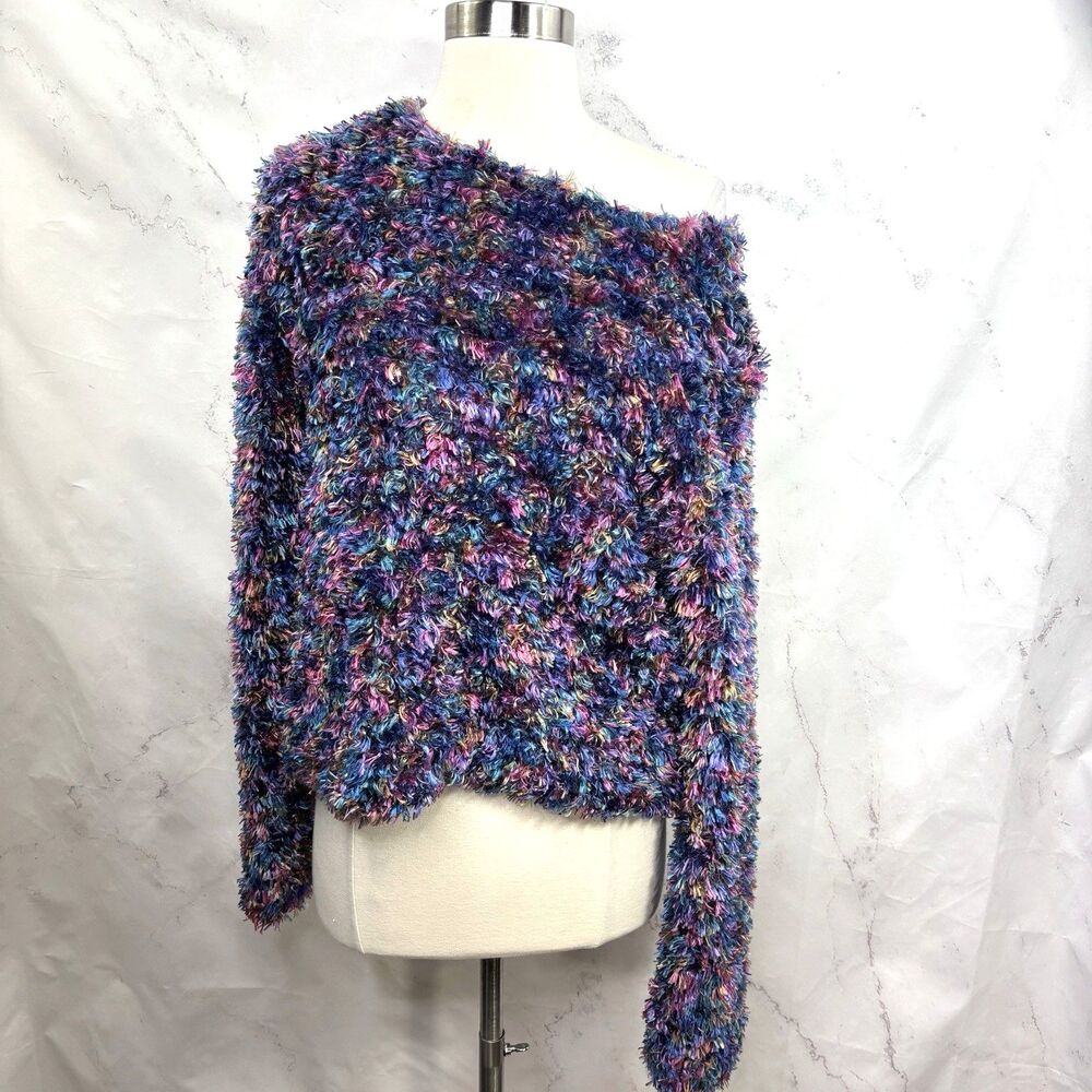 Vtg 90s Y2k Cache Fuzzy Pullover Sweater Shag knit RARE Confetti Whimsigoth M